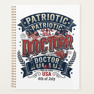 Patriotischer Arzt 4. Juli Vintage-Shirt-Design_ Planer