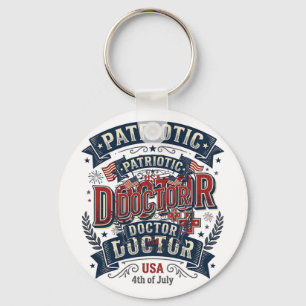 Patriotischer Arzt 4. Juli Vintage-Shirt-Design_ Schlüsselanhänger