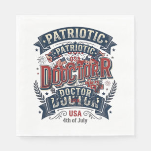 Patriotischer Arzt 4. Juli Vintage-Shirt-Design_ Serviette