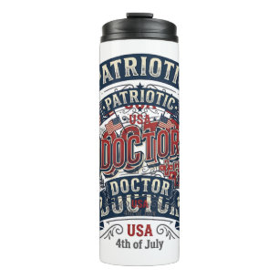 Patriotischer Arzt 4. Juli Vintage-Shirt-Design_ Thermosbecher