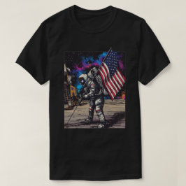 Patriotischer Astronaut mit amerikanischer Flagge T-Shirt