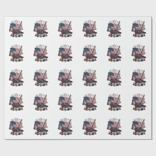 Patriotischer Aufbau USA Vintage Geschenkpapier