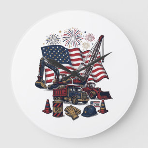 Patriotischer Aufbau USA Vintage Große Wanduhr