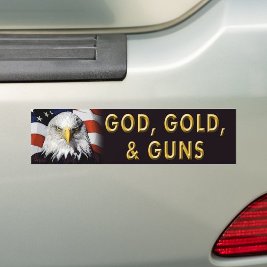 Patriotischer Autoaufkleber "Gott, Gold, Waffen" (Auf Auto)