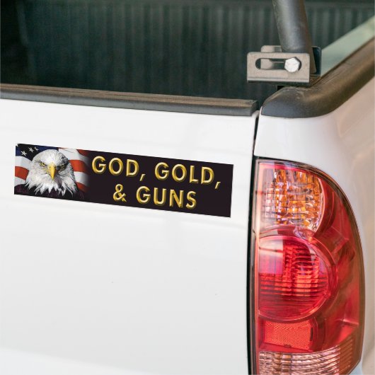 Patriotischer Autoaufkleber "Gott, Gold, Waffen" (Auf Lkw)