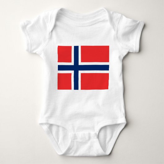 Patriotischer Babybodyanzug mit norwegischer Flagg Baby Strampler (Vorderseite)