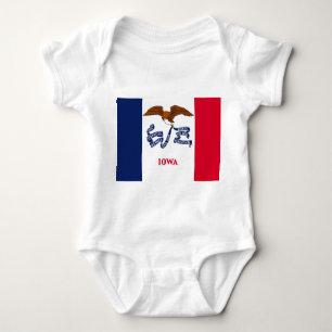 Patriotischer Babybodysuit mit Flagge von Iowa, US Baby Strampler