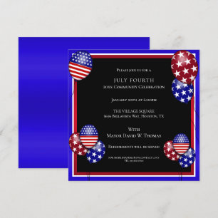 Patriotischer Ballon, verziert zum 4. Juli Einladung