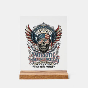 Patriotischer Bandana Rocker Old Glory Musik Rock  Acrylschild