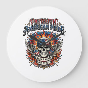 Patriotischer Bandana Rocker Old Glory Musik Rock  Große Wanduhr