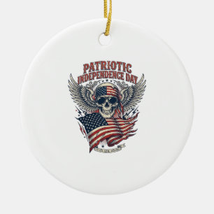 Patriotischer Bandana Rocker Old Glory Musik Rock  Keramik Ornament