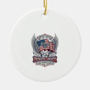 Patriotischer Bandana Rocker Old Glory Musik Rock  Keramik Ornament
