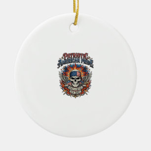 Patriotischer Bandana Rocker Old Glory Musik Rock  Keramik Ornament