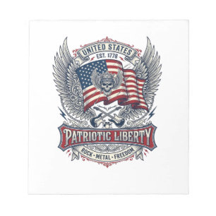 Patriotischer Bandana Rocker Old Glory Musik Rock  Notizblock