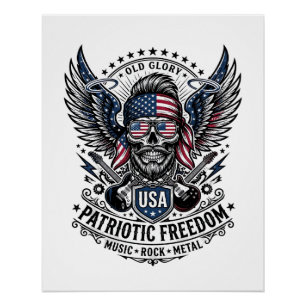 Patriotischer Bandana Rocker Old Glory Musik Rock Poster