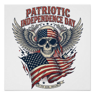 Patriotischer Bandana Rocker Old Glory Musik Rock  Poster