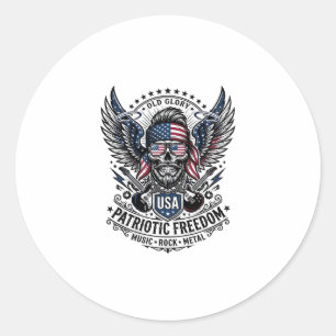 Patriotischer Bandana Rocker Old Glory Musik Rock Runder Aufkleber