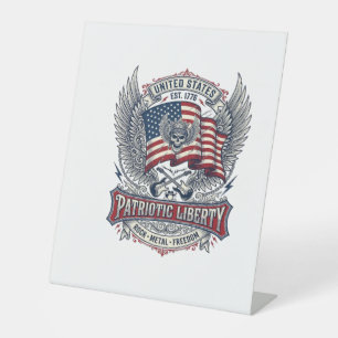 Patriotischer Bandana Rocker Old Glory Musik Rock  Sockelschild