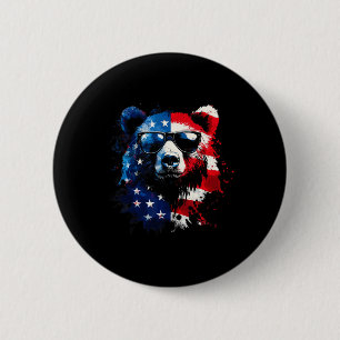 Patriotischer Bär Amerikanische Flagge Grizzlybär Button