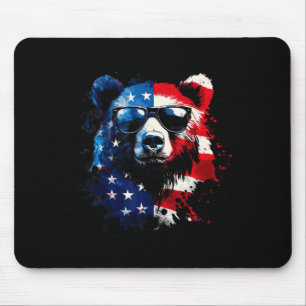Patriotischer Bär Amerikanische Flagge Grizzlybär  Mousepad
