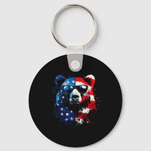 Patriotischer Bär Amerikanische Flagge Grizzlybär  Schlüsselanhänger