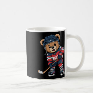 Patriotischer Bär Hockey Spieler Niedlich Usa Ster Kaffeetasse