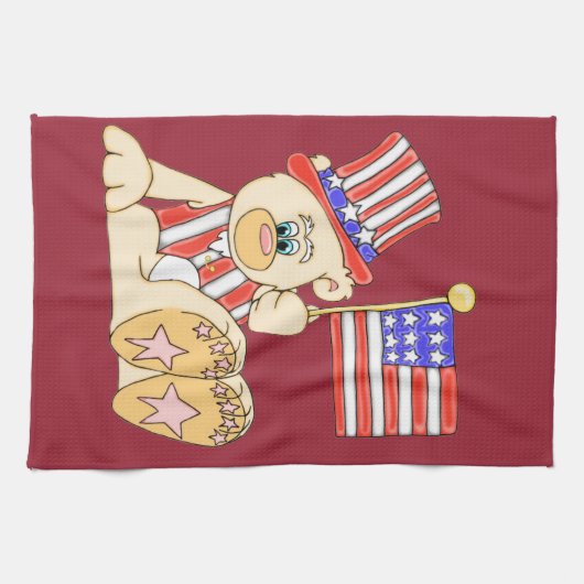 Patriotischer Bär mit Flag Küchentuch (Horizontal)