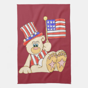 Patriotischer Bär mit Flag Küchentuch