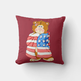 Patriotischer Bär mit Flag Square Throw Kissen