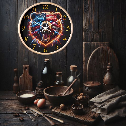 Patriotischer Bär: Rot, Weiß und Rost Uhr