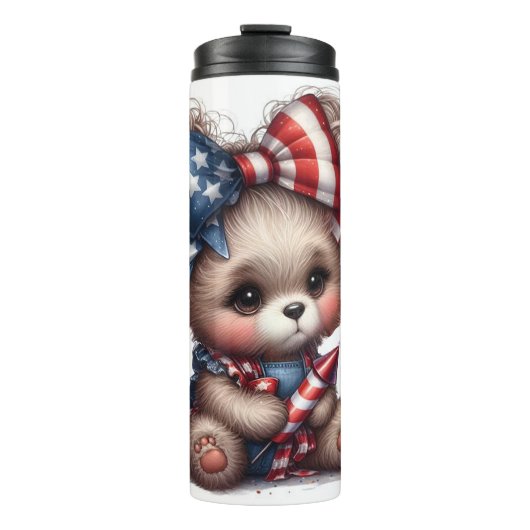 Patriotischer Bär Thermosbecher (Vorderseite)