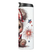 Patriotischer Bär Thermosbecher (Nach rechts gedreht)