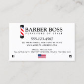 Patriotischer Barbershop-Pole mit amerikanischer F Visitenkarte (Vorderseite)