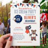Patriotischer Bäreis Creme Party Geburtstag Einladung