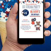 Patriotischer Bäreis Creme Party Geburtstag Einladung