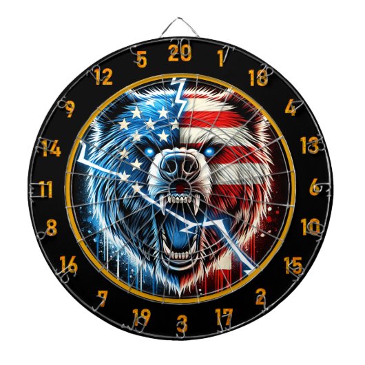 Patriotischer Bärenblitz entzündet das Board Dartscheibe (vorne)