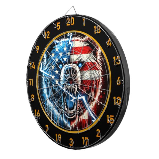 Patriotischer Bärenblitz entzündet das Board Dartscheibe (Vorderseite rechts)