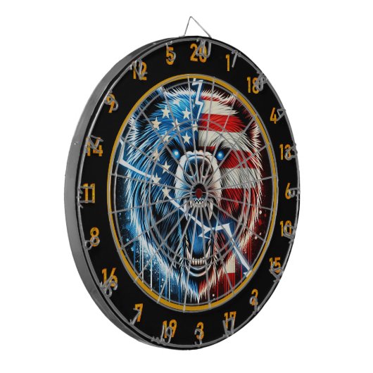 Patriotischer Bärenblitz entzündet das Board Dartscheibe (Vorderseite Links)