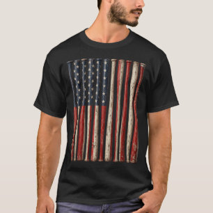 Patriotischer Baseball-Amerikanische-Flagge USA 4. T-Shirt