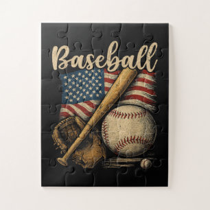 Patriotischer Baseball-Amerikanische-Flagge Vintag Puzzle