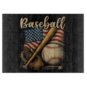 Patriotischer Baseball-Amerikanische Flagge Vintag Schneidebrett