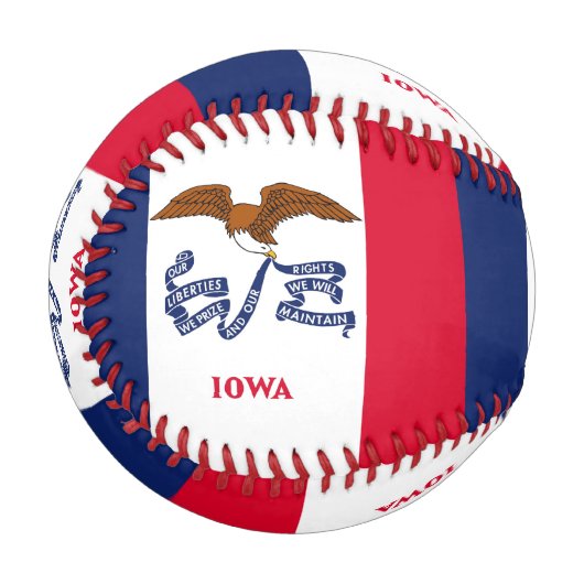 Patriotischer Baseball mit der Flagge von Iowa, US (Vorderseite Links)