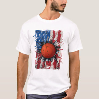 Patriotischer Basketball 4. Juli T-Shirt