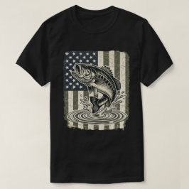 Patriotischer Bassangeln USA-Flagge T-Shirt
