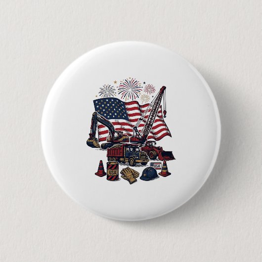 Patriotischer Bau USA Vintage Button (Vorderseite)