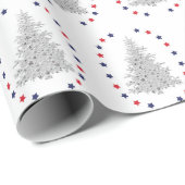 Patriotischer Baum mit roten und blauen Sternen Geschenkpapier (Rolleneckpunkt)