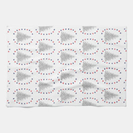 Patriotischer Baum mit roten und blauen Sternen Geschirrtuch