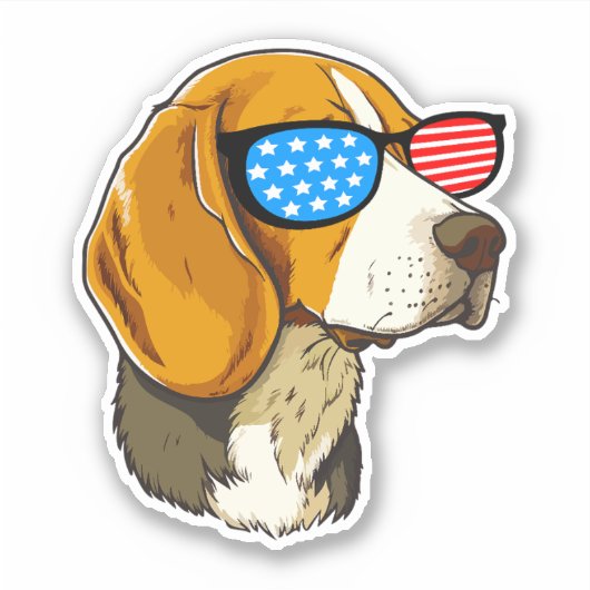 Patriotischer Beagle Aufkleber (Vorderseite)