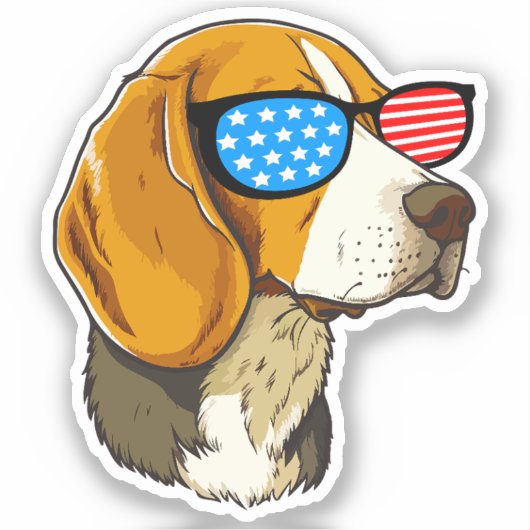 Patriotischer Beagle Aufkleber (Vorderseite)