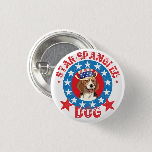 Patriotischer Beagle Button (Vorne & Hinten)